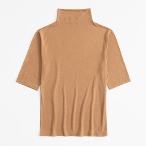 NWT L Abercrombie Half-Sleeve Sheer Jersey Mockneck Top